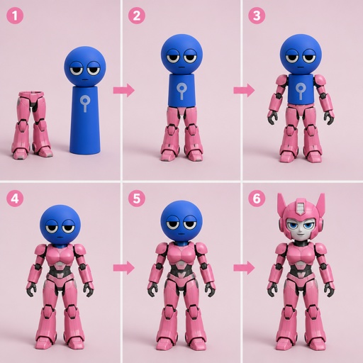 Pinki from Sprunki as Elita One merging her legs onto Jevin from Sprunki and then her arms and then her Body and lastly her head and helmet