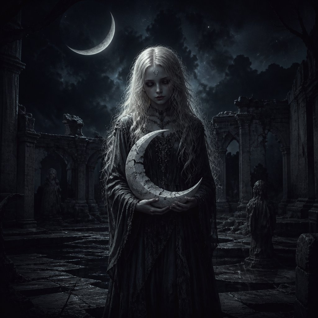 girl moon child with blonde hair