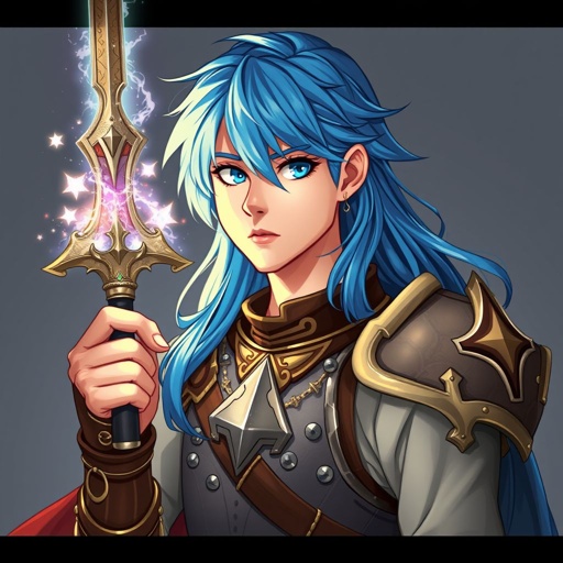 Ragazzo giovane di 14 anni. Occhi azzurri, capelli Blue, bello e affascinante. E un guerriero di arti marziali e conosce la magia della creazione o detta anche magia del null