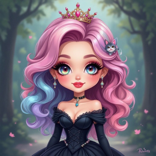 Create a chibi character mid 30’s lady who is the master of beauty