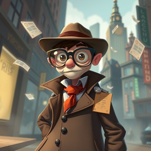 Create a character who is a goofy looking detective, who is confident. But funny looking.