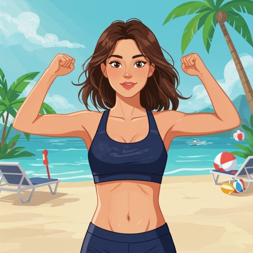 A brown haired girl in a sports bra doing jumping jacks 