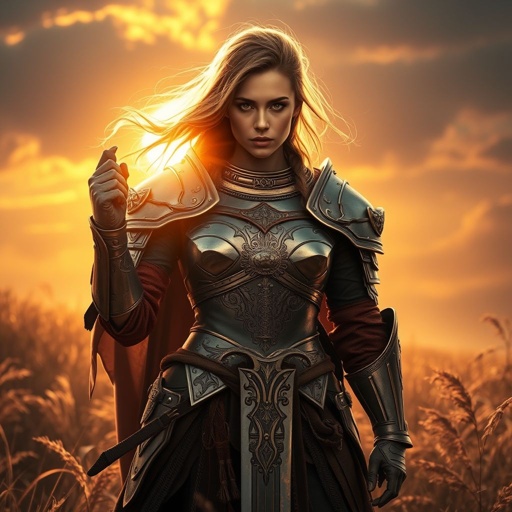 Create a warrior woman , show the whole character head to toe not just the wate and up
