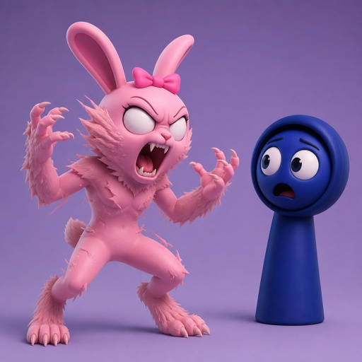 Pinki from Sprunki turning into a WereRabbit in front of Jevin from Sprunki