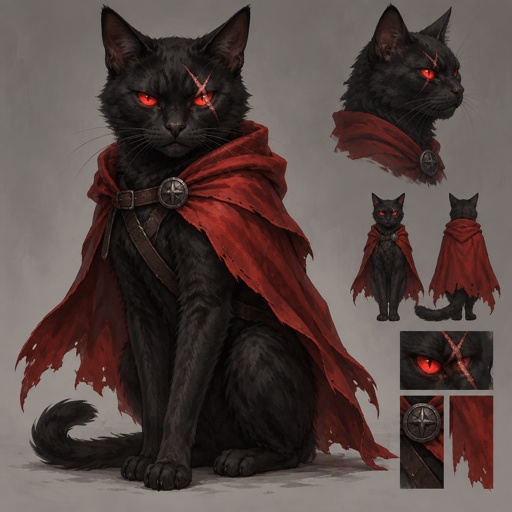 black cat red eyes special x scar red cape