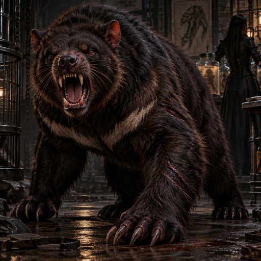 A Tasmanian Devil mixed with a grizzly bear, created in the labs of dark huntress . 