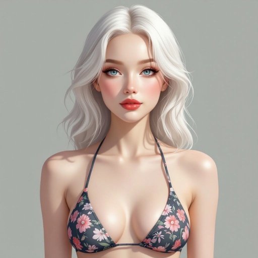 An albino woman in a bikini 