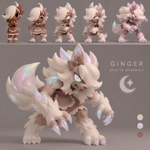 Ginger from Dandys world turning into a Opalite Werewolf 