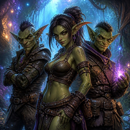 Female goblin with two male goblins 
