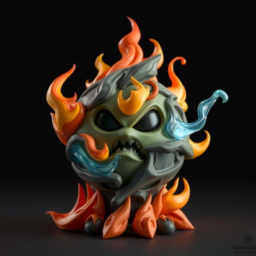 Give me a image of a ball showing power of shadow fire frost and mind control 
