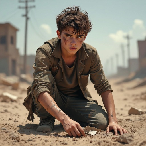A 17 year old male with curly short brown hair 