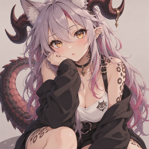 Make me a dragon part Lepord part wolf human girl
