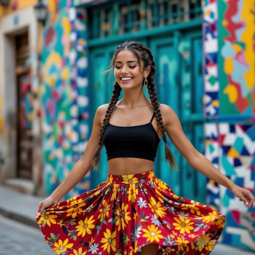A Spanish girl in a black crop top 