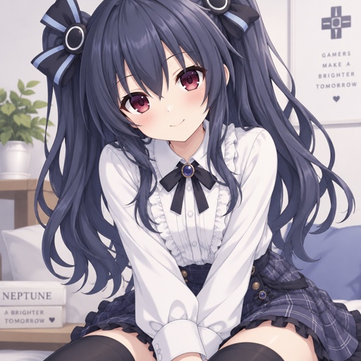 Uni, neptunia, nice blouse, nice skirt, attractive 