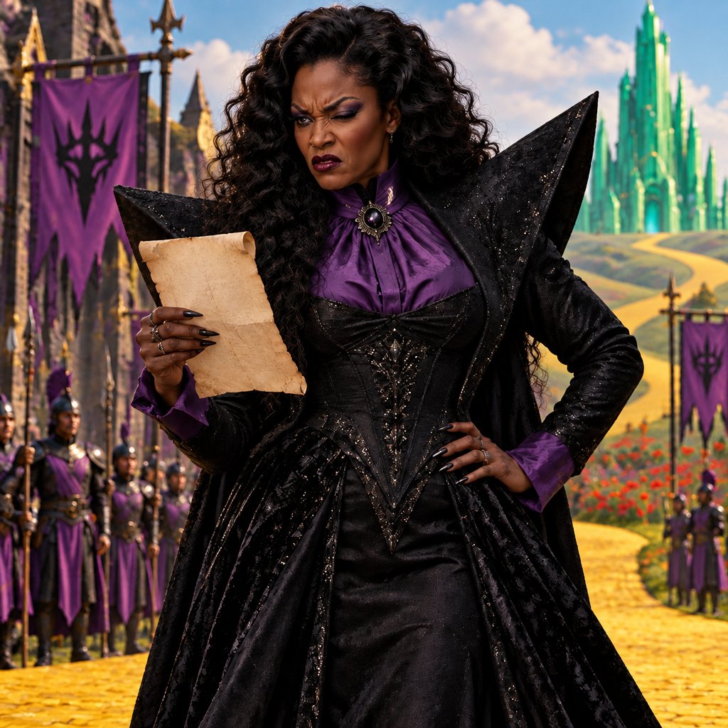 a woman in a black dress holding a piece of paper