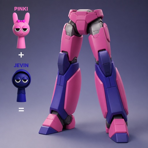 Pinki from Sprunki as Elita One merging with Jevin from Sprunki starting with her legs 