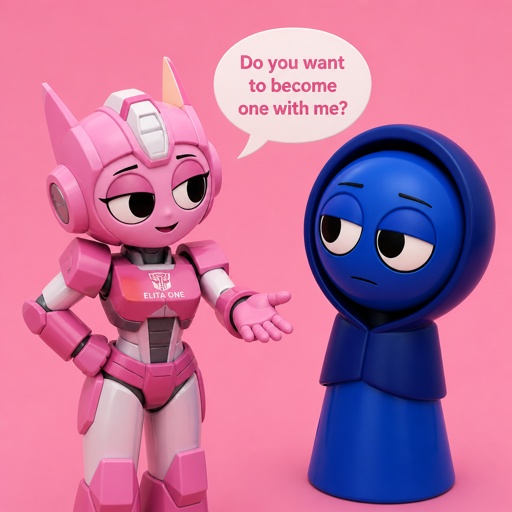 Pinki From Sprunki As Elita One Asking Jevin From Sprunki if he wants to become one being with her