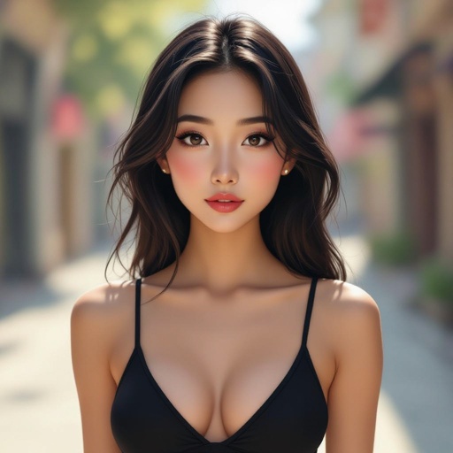 Skinny Asian girl with large breasts 