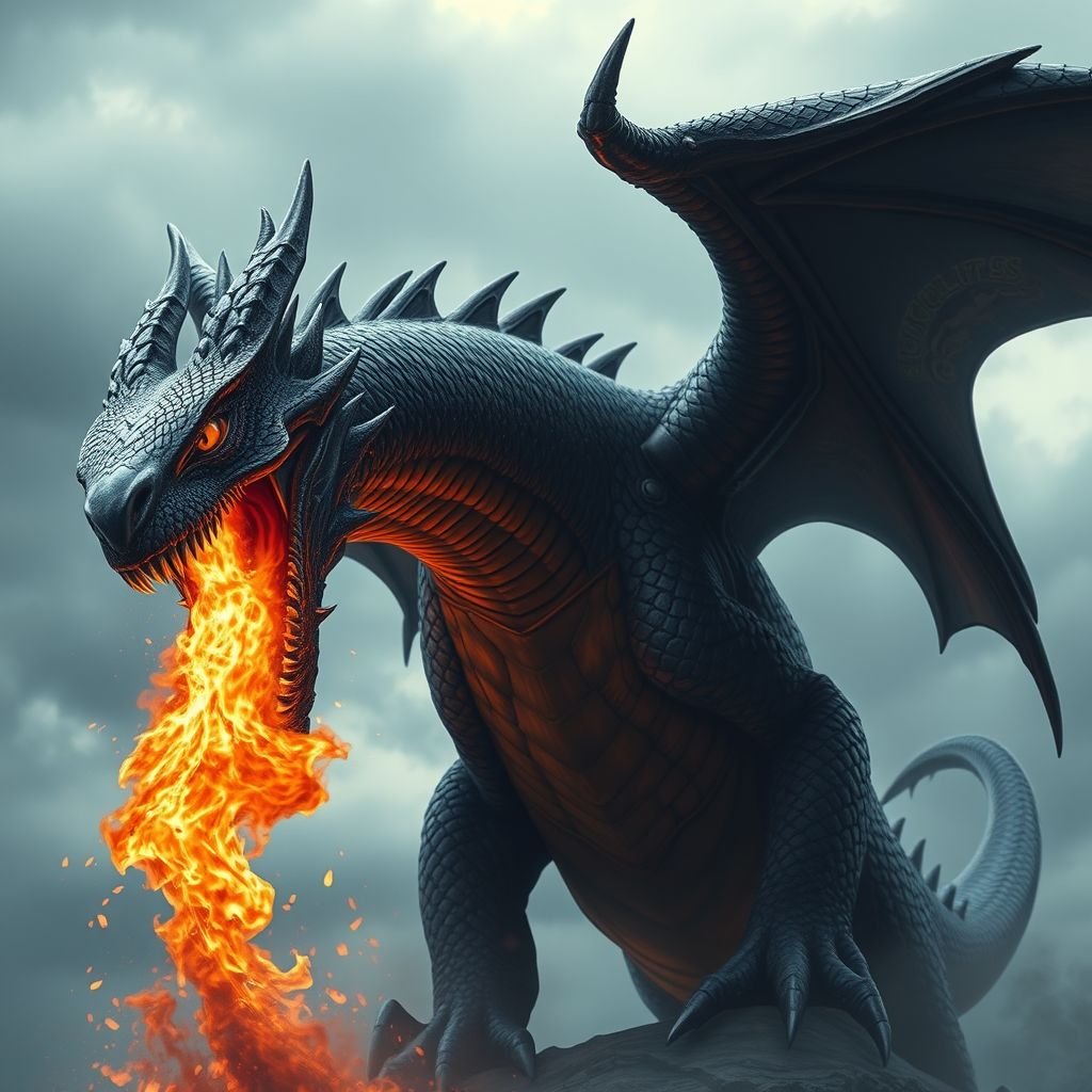 Big black Dragon about to fire