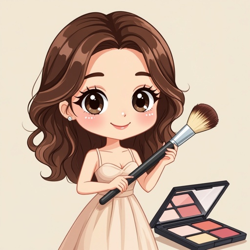 Create a character showing a lady who loves beauty products  