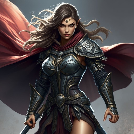 Create a warrior woman , show the whole character head to toe not just the wate and up