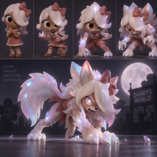 Ginger from Dandys world turning into a Opalite Werewolf 