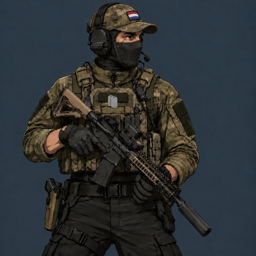 a man in a military uniform holding a rifle