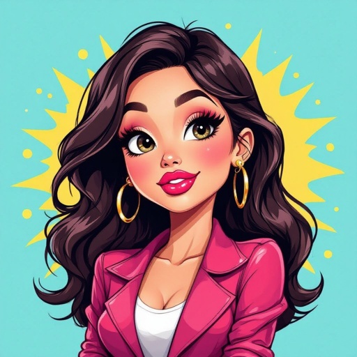 Create a character lady who is funny but about fashion and loves lipgloss