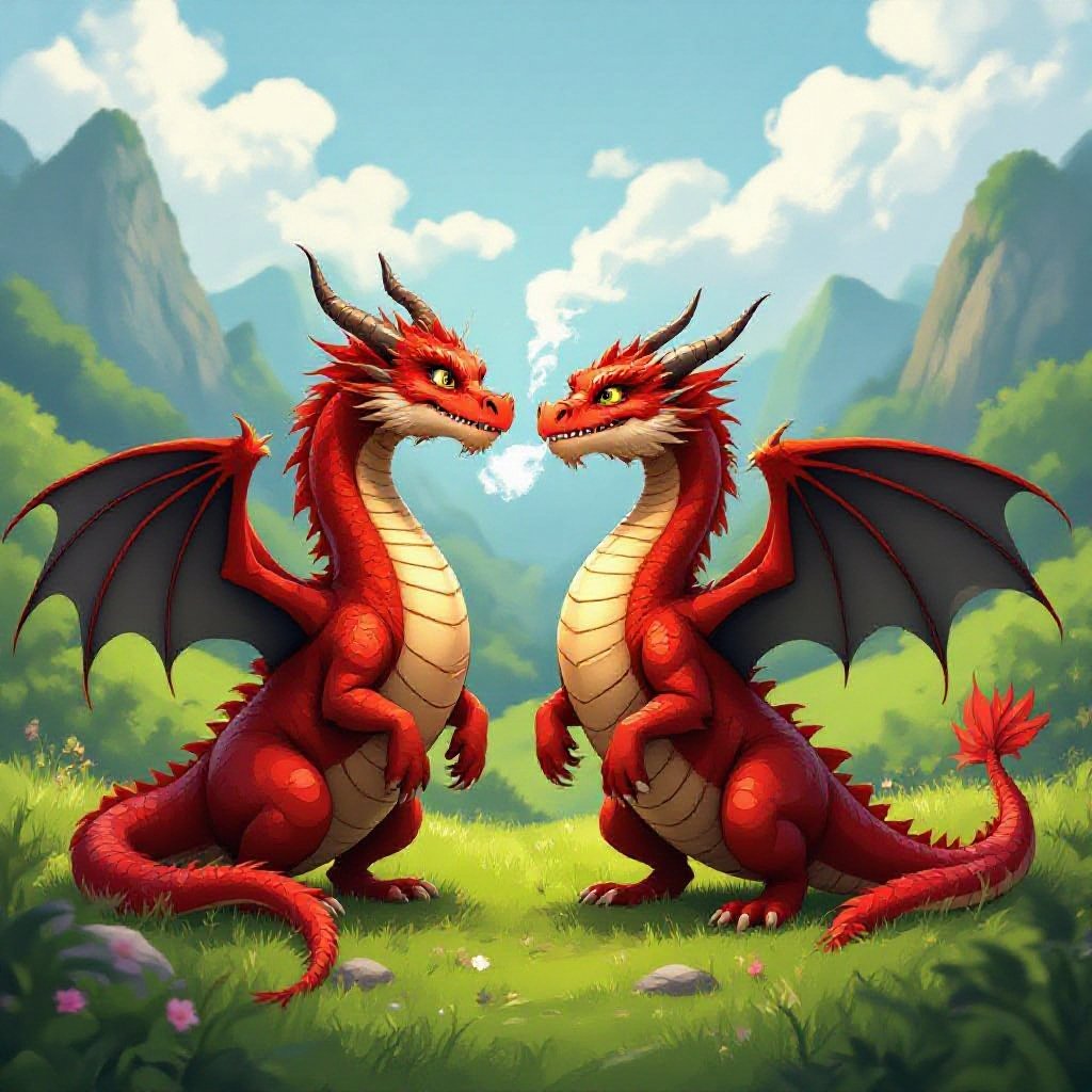 Dragons playing with each other