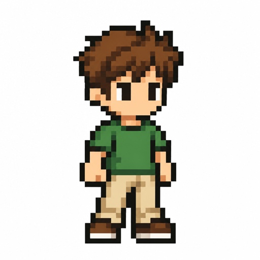 Pixel Boy Green Shirt Pants Beige Hair