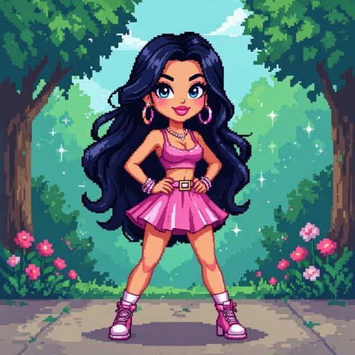 Create a character lady who has attitude but is funny looking and loves lipgloss