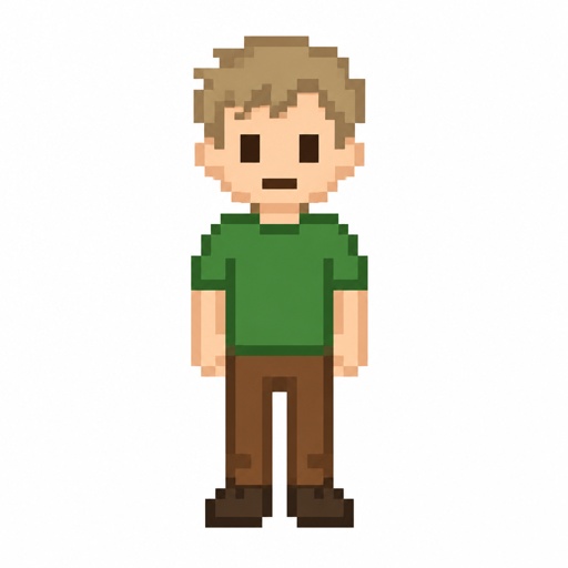 Pixel Boy Green Shirt Pants Beige Hair