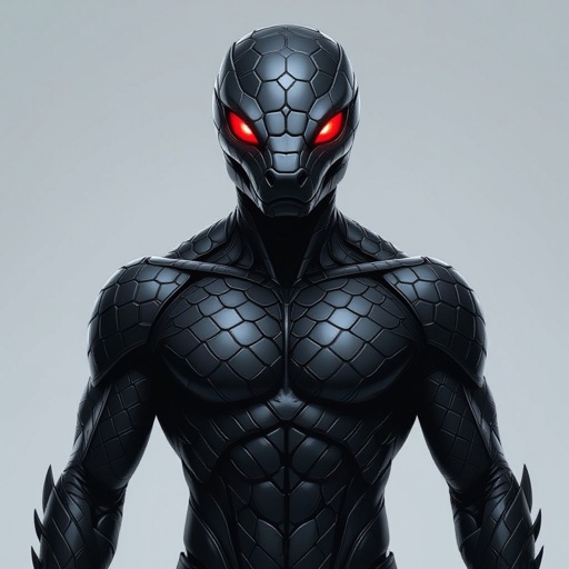 A hero with a black snake themed super suit 