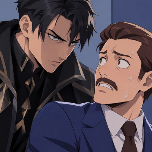 Montague from Fortnite angry at Squire from deceive Inc black hair, Squire is worried