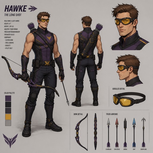 Male superhero goggles bow and arrow 