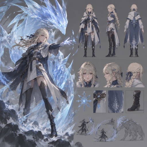 girl with ice creature summoning abilities, light blonde hair