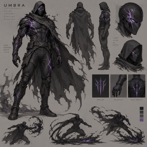 Superhero with shadow abilities, cool costume, cracks