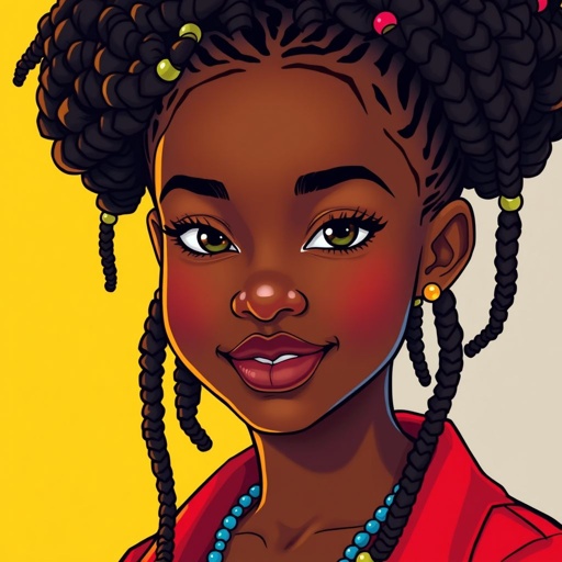 Braids black girl red shirt makeup
