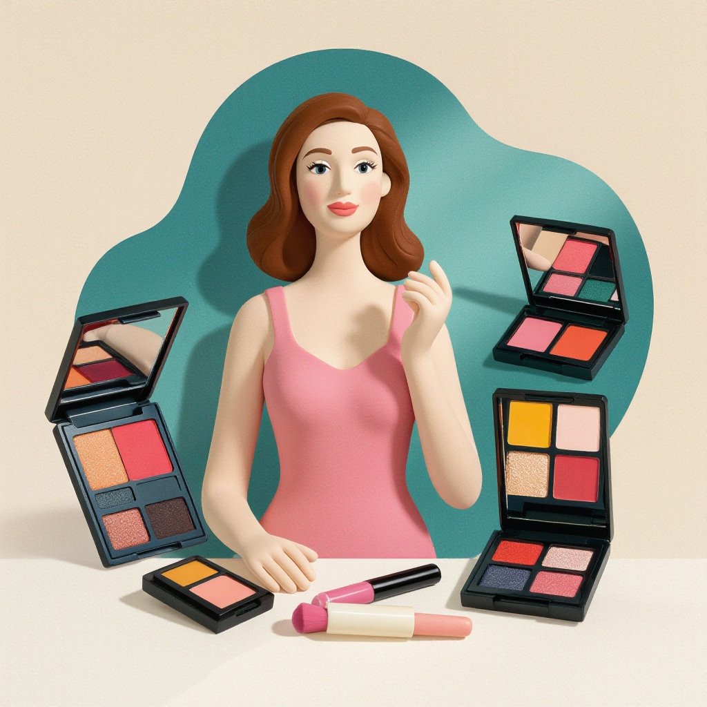 Create a character showing there whole body head to toe, a lady who loves beauty products