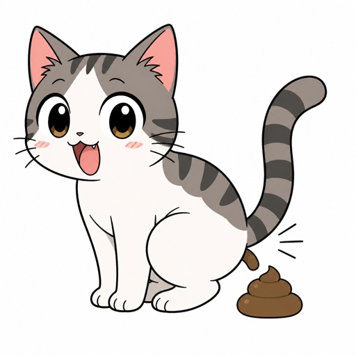 Cat pooping