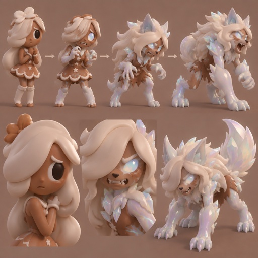 Ginger from Dandys world turning into a Opalite Werewolf 