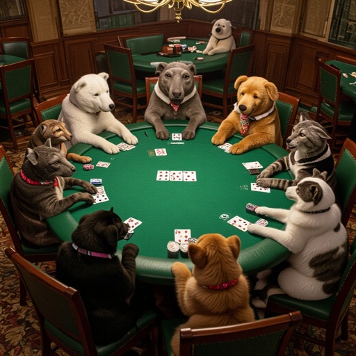 Animals playing poker