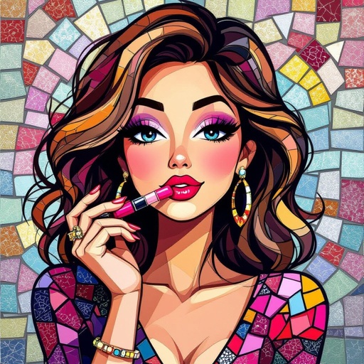 Create a character lady who will has attitude but is funny looking and loves lipgloss 