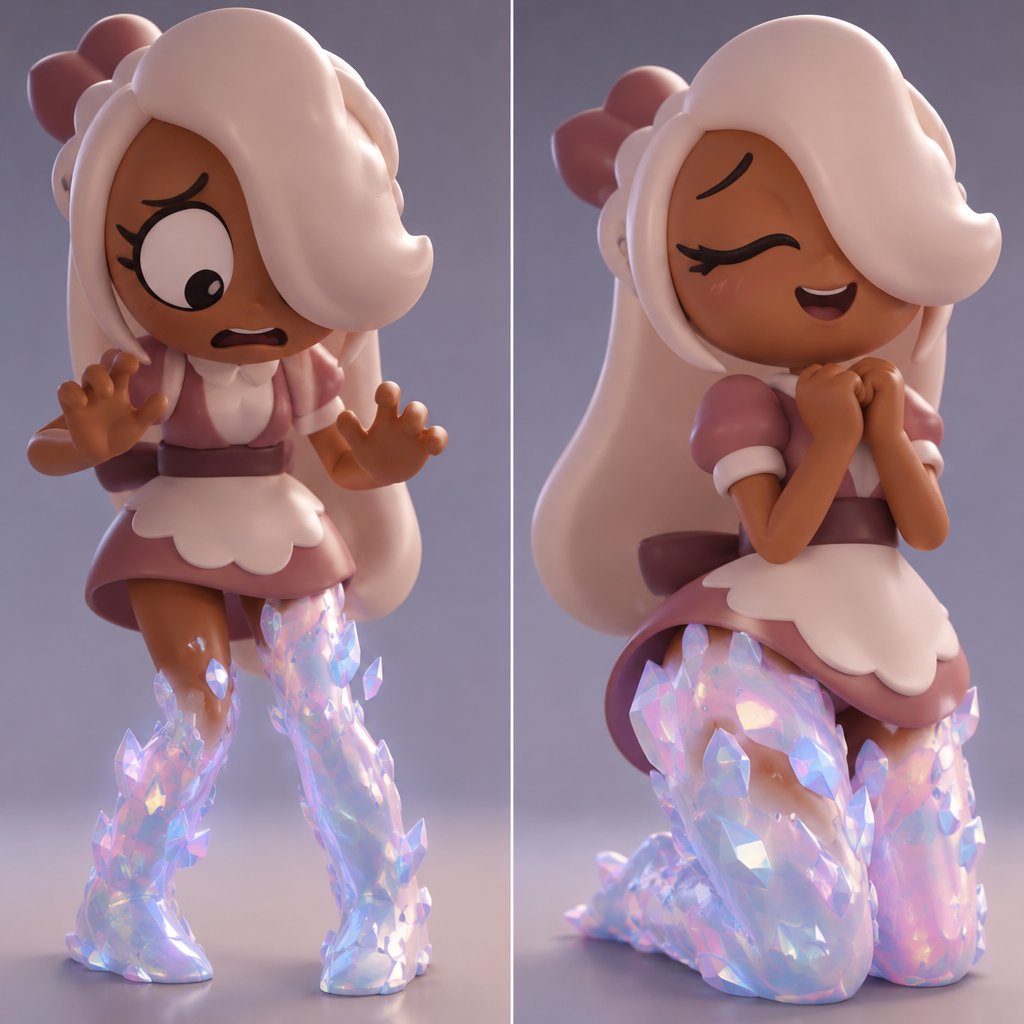Ginger from Dandys world being scared of her Opalite curse spreading up her legs to her hips until she realises that it feels good
