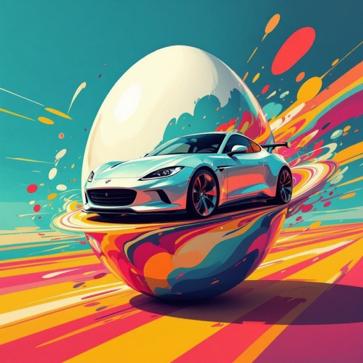 An egg mixed with a car
