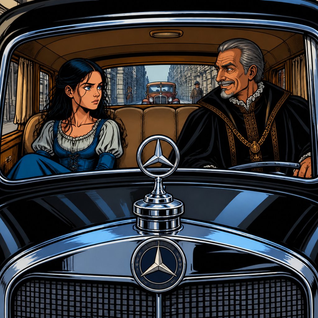 a cartoon of a man and a woman in a car