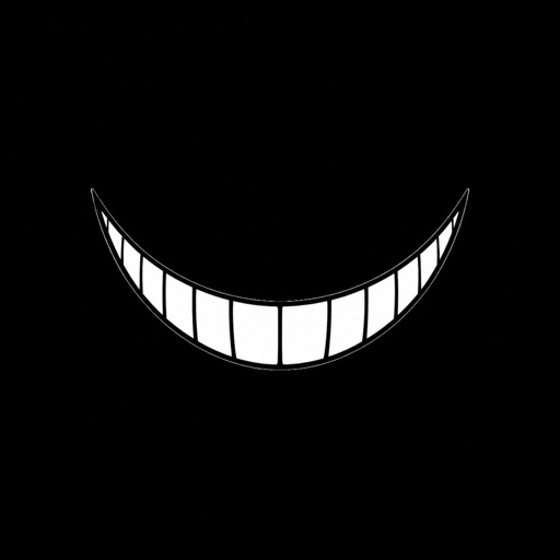 a black and white photo of a smiling face