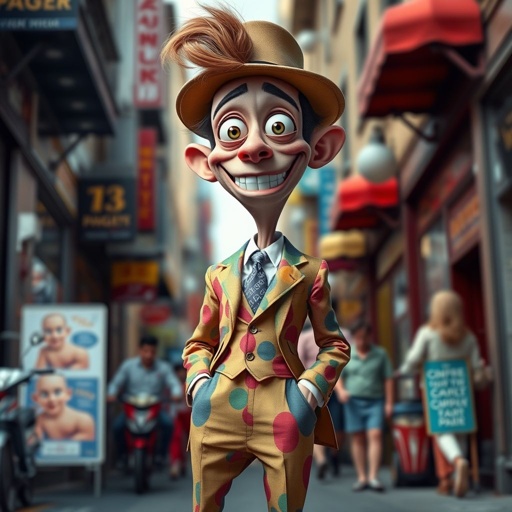 Create a funny looking man with very skinny legs