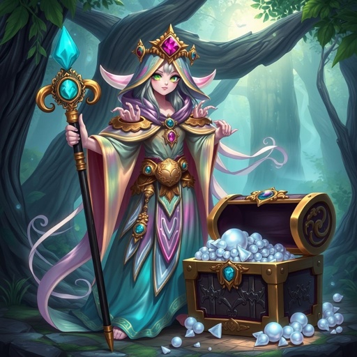 Magical pearl in a treasure chest 