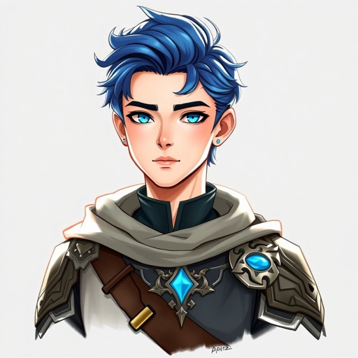 Ragazzo giovane di 14 anni. Occhi azzurri, capelli Blue, bello e affascinante. E un guerriero di arti marziali e conosce la magia della creazione o detta anche magia del null